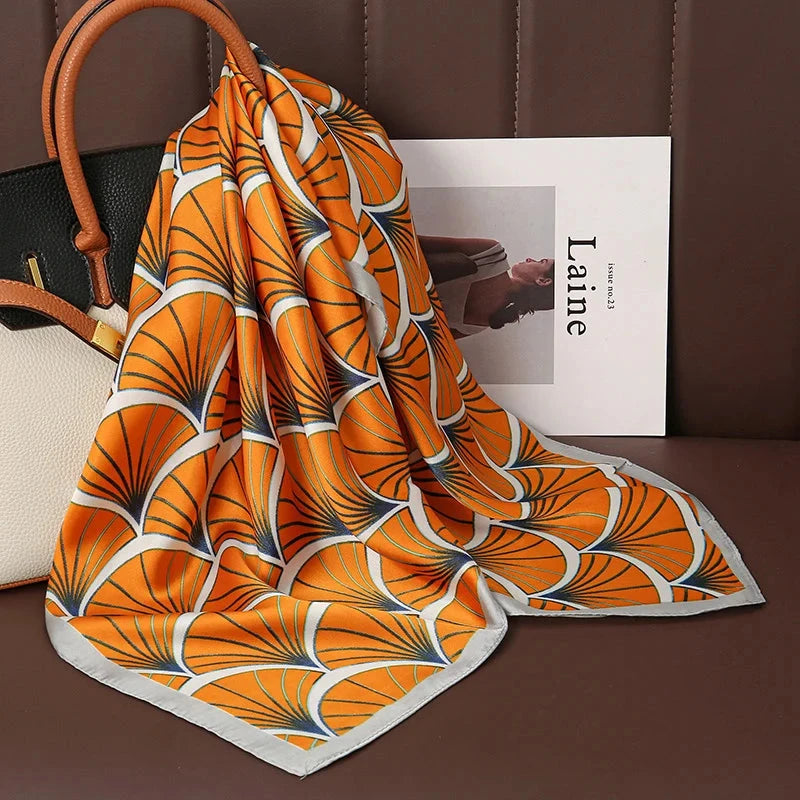Luxury Print Satin Silk Square Scarf for Women Shawl Hijab Neckerchief Female Hair Ribbon Headband Fashion Wrap Bandana 2023 New Econic Blanks