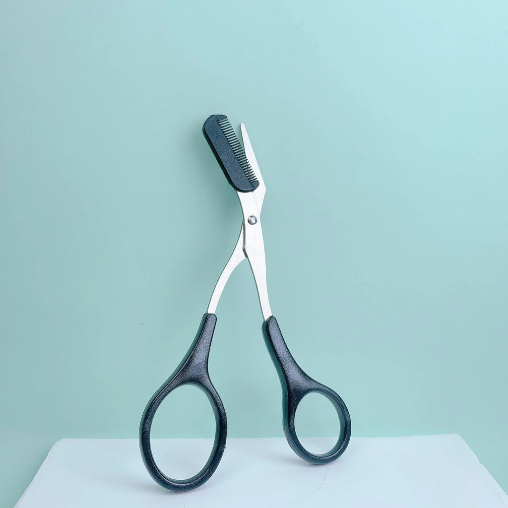 1 Pcs Pink Eyebrow Trimming Scissors with Built-in Comb - Stainless Steel, Precise Grooming Tool, Creating Perfect Eyebrows Quick Pick Grocers