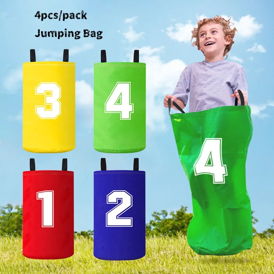 4pcs Colorful Kids Jumping Bags Foldable Lightweight Kids Field Race Bag Portable Easy To Carry Outdoor Games Outdoor Race Bags Quick Pick Grocers