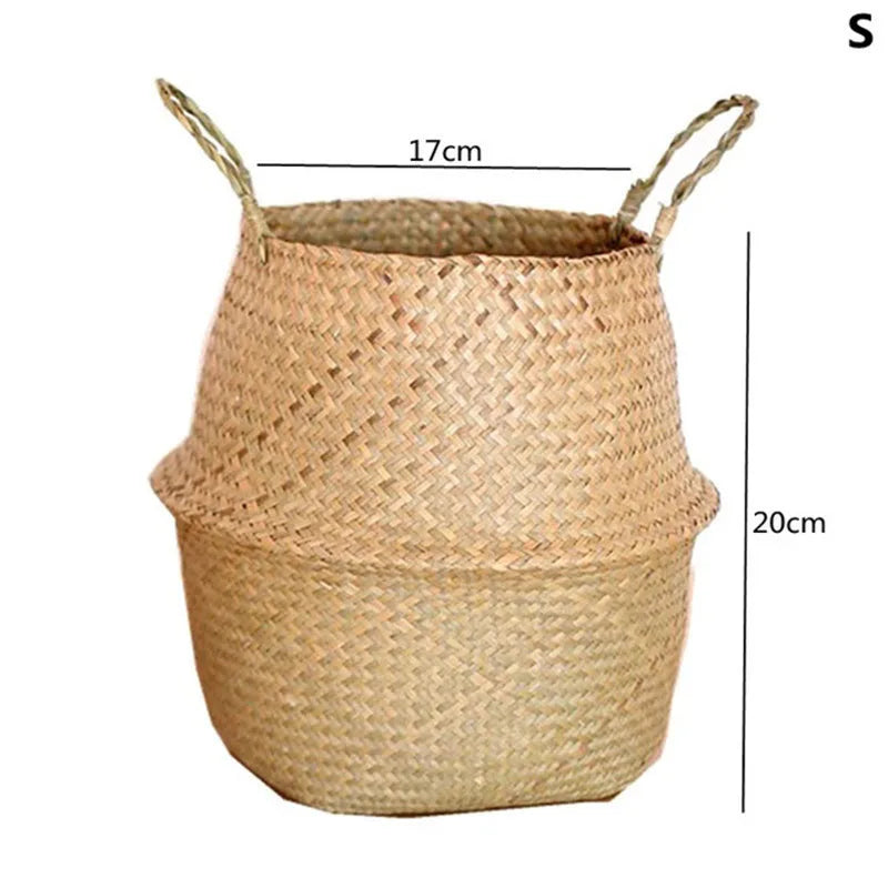 Straw Weaving Flower Plant Pot Basket Grass Planter Basket Indoor Outdoor Flower Pot Cover Plant Containers for Plantable Plants Quick Pick Grocers