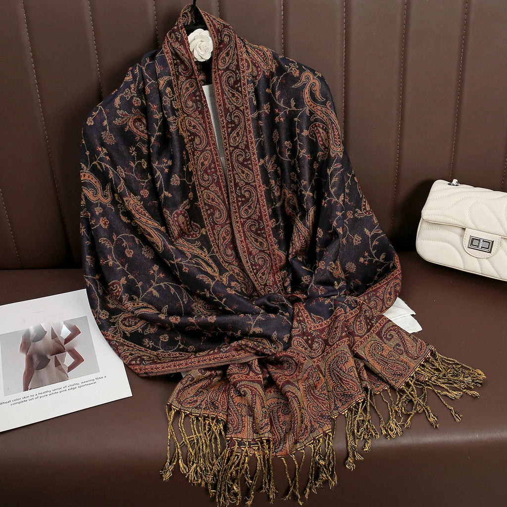 Luxury Brand Autumn Cashmere Pashmina Shawl Lady Wrap Warm Winter Scarves Design Print Female Foulard Cotton Stoles Scarf 2023 Quick Pick Grocers
