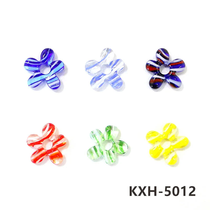 6pcs Irregular Shape Cute Mini Glass Flower Ornament Christmas Wedding Party Decor Supplies DIY Girl Jewelry Pendant Accessories Quick Pick Grocers