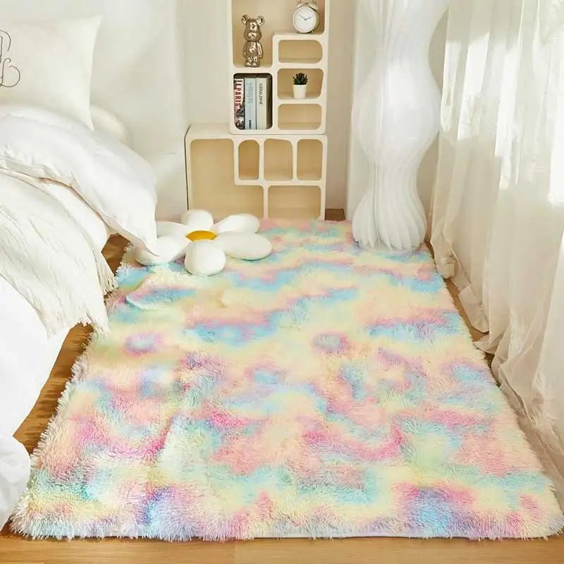 Kids Carpet Girl Rainbow Colors Carpets For Living Room Large Push Soft Bedroom Rugs Bedside Children's Room Floor Cute Mats Quick Pick Grocers