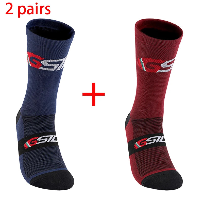 2pairs 2023 New Cycling Socks Bike Nurse Compression Road Bike Running Mtb Knee-high White Sports Funny Brand Black Quick Pick Grocers