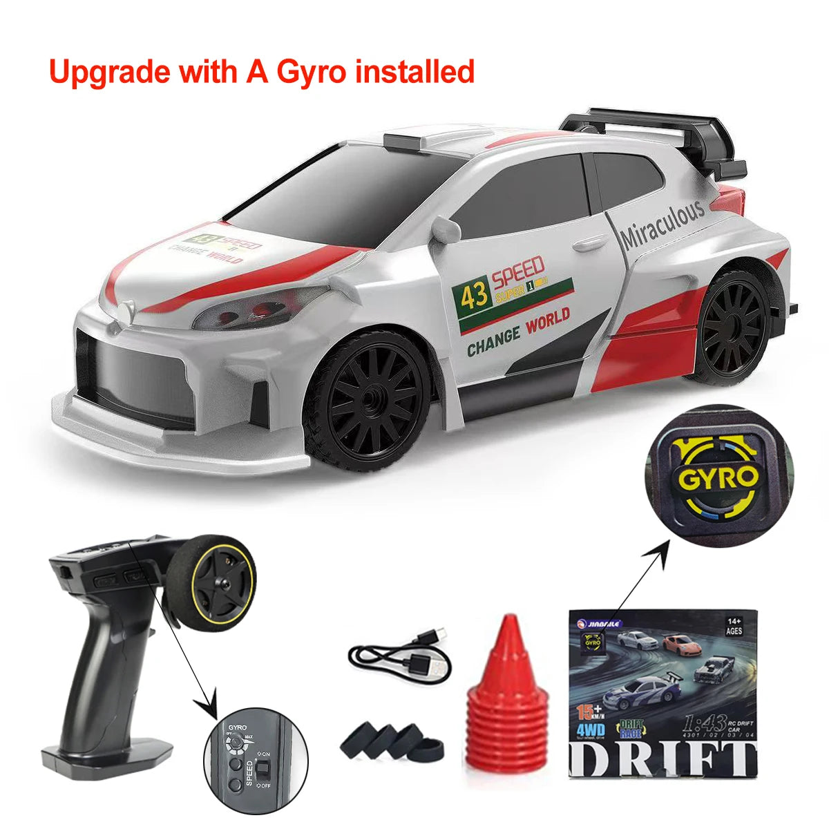 Upgraded Gyro 1/43 RC Drifting Car Racing RTR 4WD High Speed Radio Control Model 2.4G Drift Race Vehicle Mini Gifts Econic Blanks