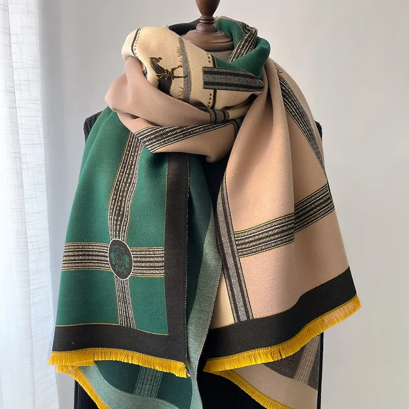 Thick Winter Scarf for Women, Luxury Cashmere Pashmina Shawl Wrap, Warm Long Tassel Neckerchief Quick Pick Grocers