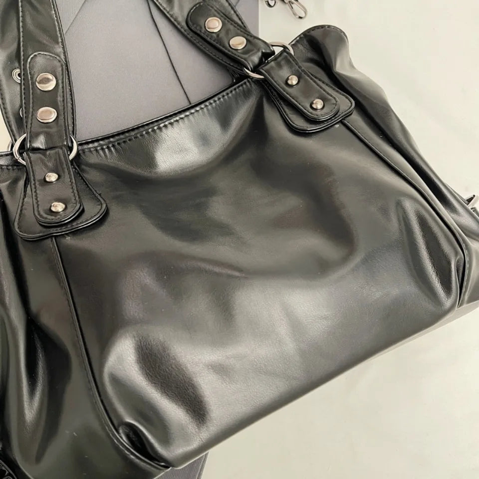 Retro Brand Roomy Shoulder Bag Female Luxury Solid Color Classic Crossbody Bag Large Capacity Style Soft PU Leather Tote Bag Quick Pick Grocers