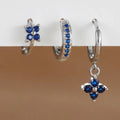 3PCS Fashion Orange Blue Zircon Hanging Earrings Set for Women Stainless Steel Flower Dangle Earring Piercing Jewelry Econic Blanks