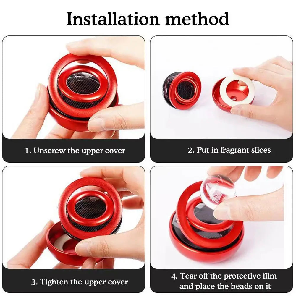 Solar Power Car Perfume Car Air Freshener Solar Ornaments Rotating Aromatherapy Perfume Ornaments Creative Car Diffuser Econic Blanks