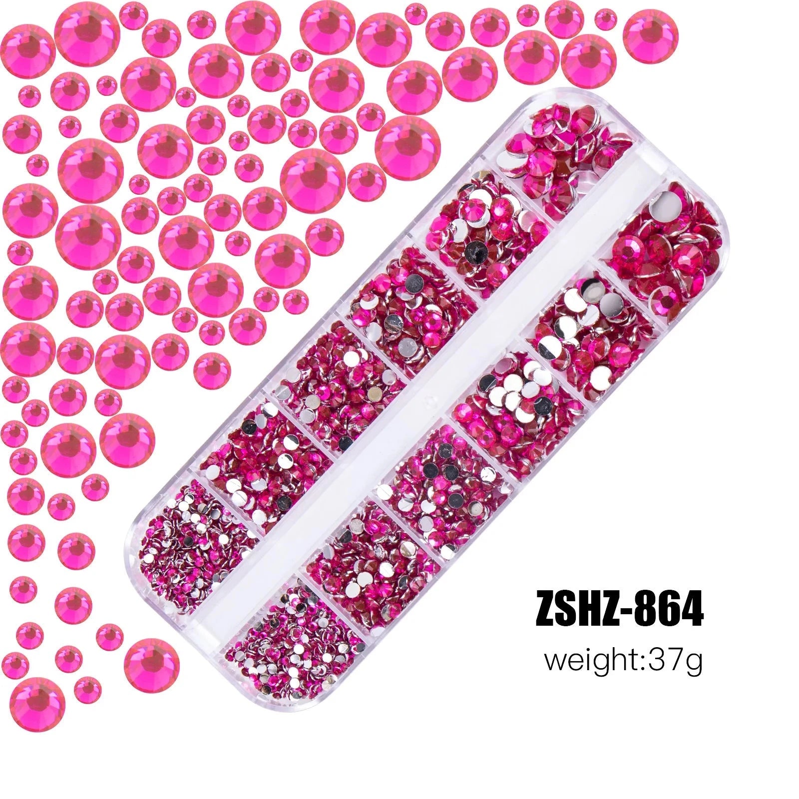 2400pcs+ Shiny Clear Crystal Gems Nail Rhinestones 1.5-4mm Mixed Round Glass Stone Flatback Nail Charms 12grids Nail Diamond DIY Econic Blanks