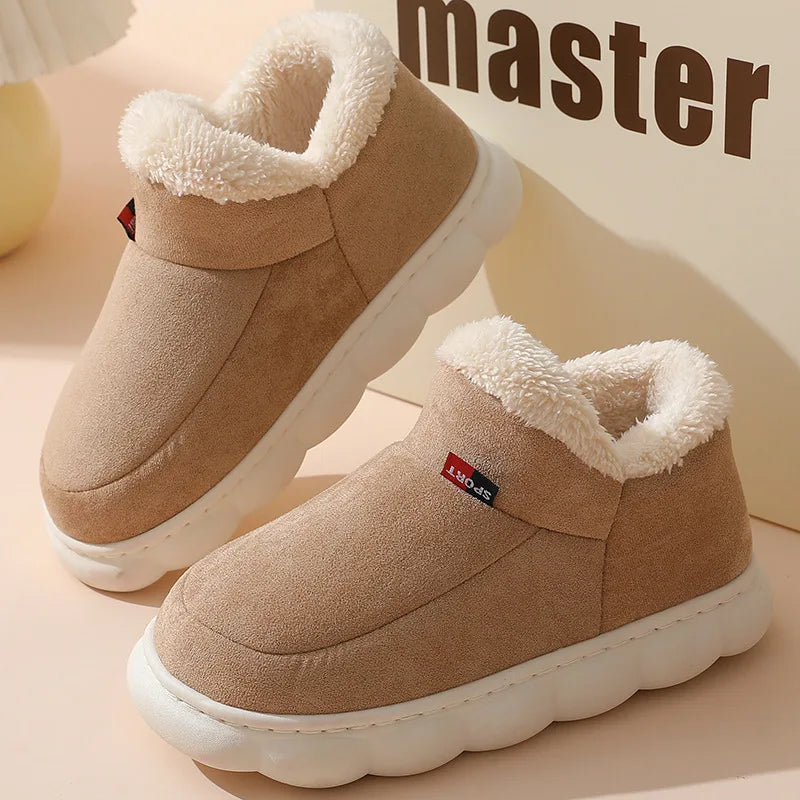 Shevalues Winter Men Slippers Short Plush Men Cotton Boots Indoor Fluffy House Fur Slippers Men Casual Soft Fur Furry Men Shoes Purest Peak
