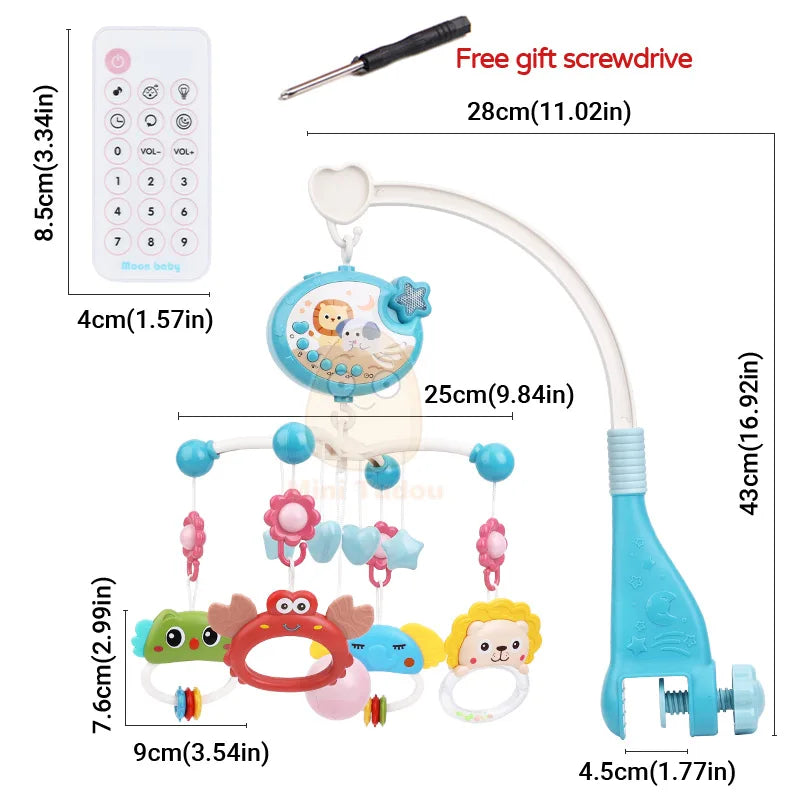 Baby Crib Mobile Rattle Toy For 0-12 Months Infant  Rotating Musical Projector Night Light Bed Bell Educational For Newborn Gift Purest Peak