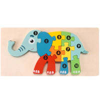 3D Stereoscopic Montessori Wooden Puzzle Cartoon Dinosaur Animal Shape Color Cognitive Educational Game Toy Kids Birthday Gift Purest Peak
