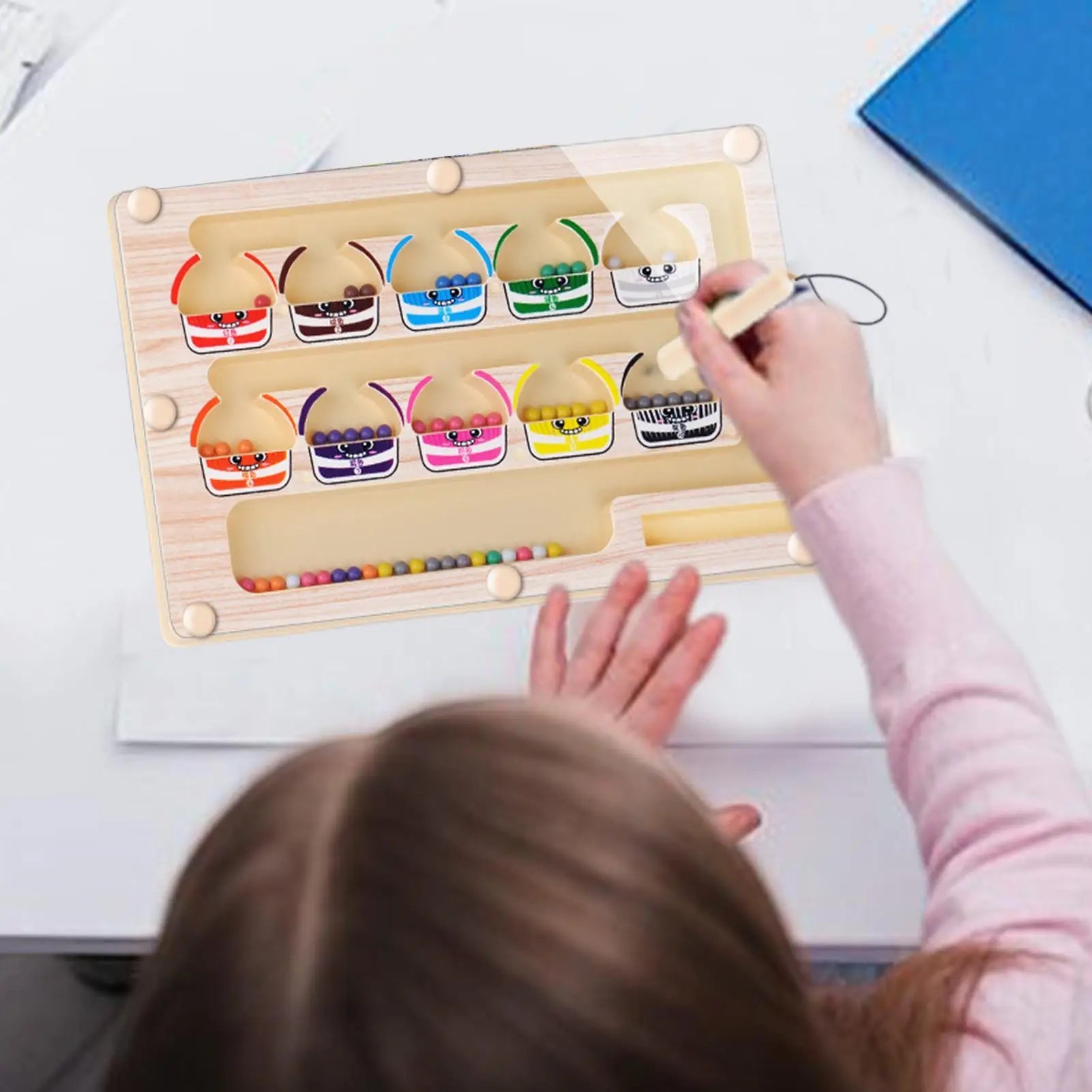 Montessori Magnetic Color Sorting Maze Number Maze Toys Wooden Puzzle Activity Board Fine Motor Toys for Toddlers Boys Girls Quick Pick Grocers