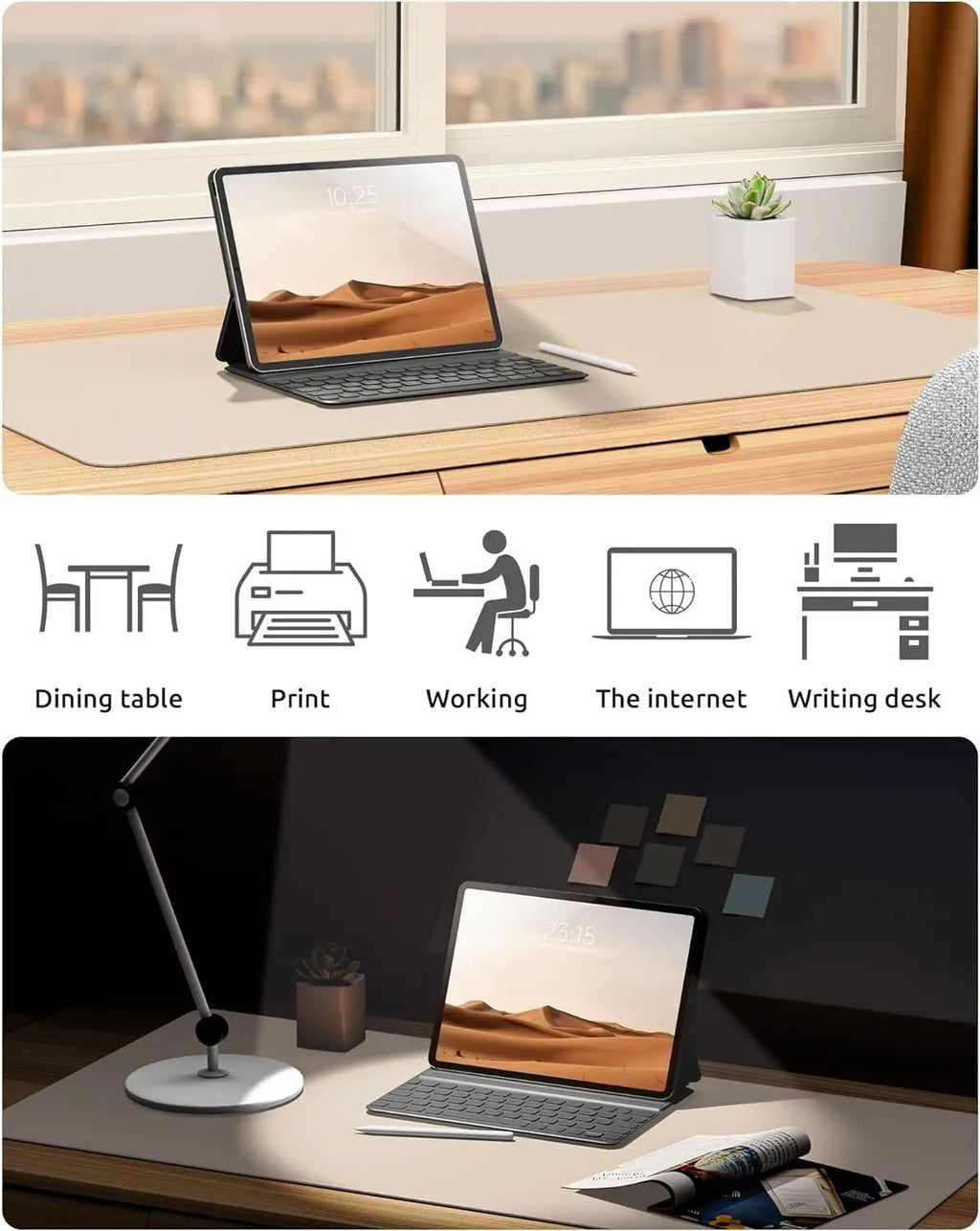 Large Mouse Pad,Office Desk Mat, Leather Desk Pad Protector, Non-Slip PU Leather Desk Blotter, Laptop Desk Pad Quick Pick Grocers
