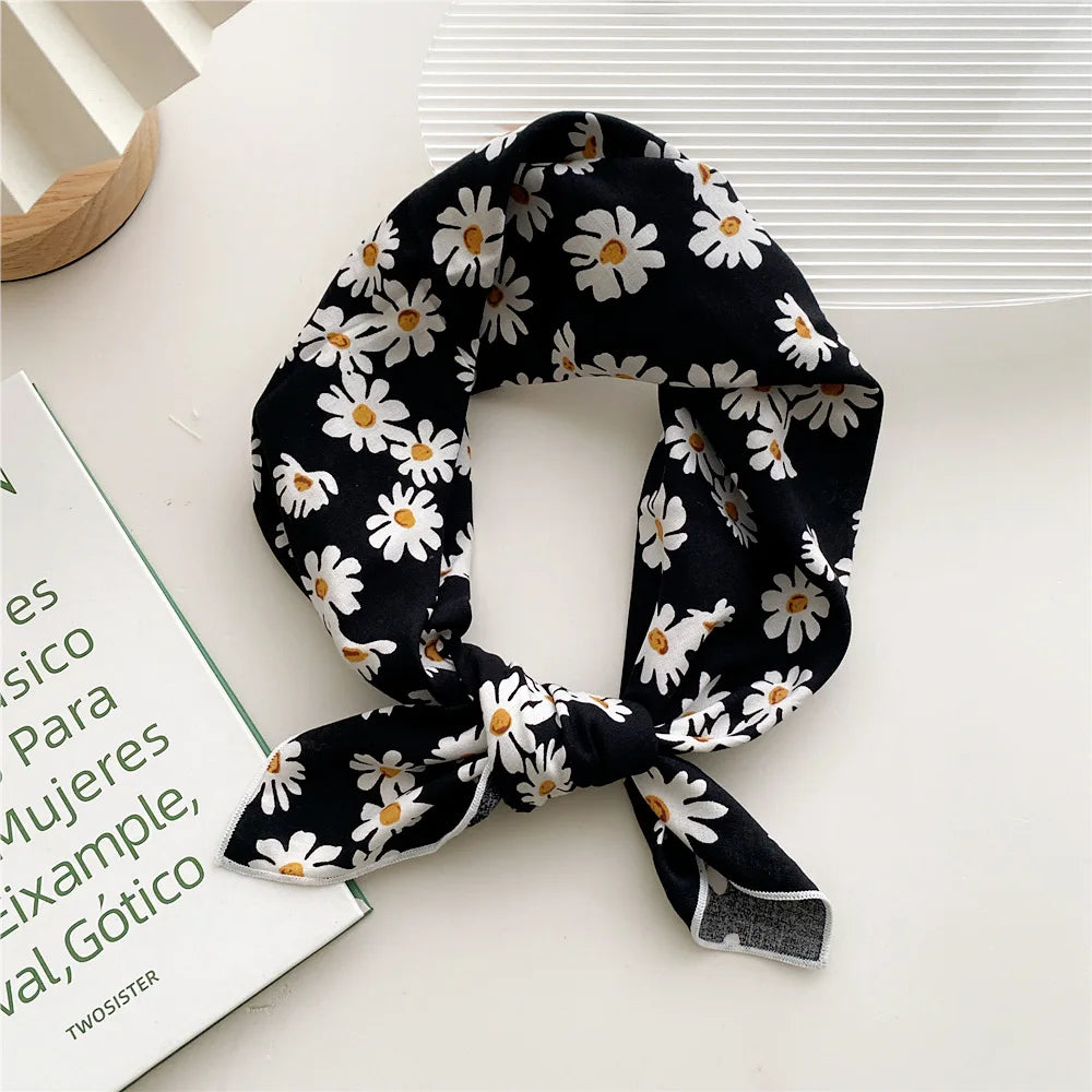 55cm Laies Headband Cotton Linen Square Scarf Women Korean College Girls Fashion Spring Autumn New Style Elegant Neck Scarves Quick Pick Grocers