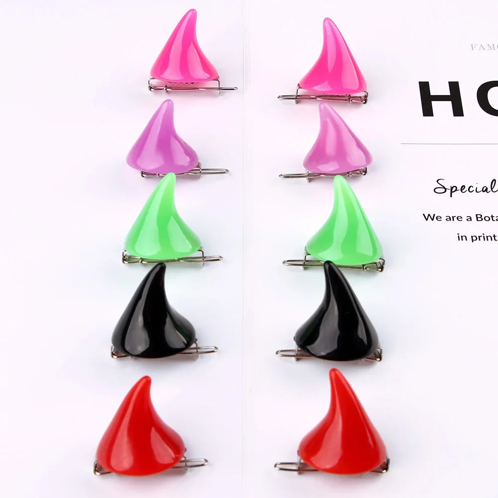Halloween Hair Accessories Clip 1 Pair Small Demon OX Horn Hairpins Gothic Party Cosplay Costume Pin Hairpins Costume Horn Quick Pick Grocers