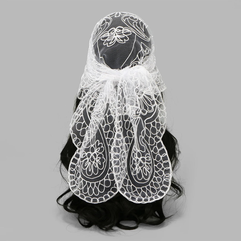 Elegant Lace Scarf Hollow Out Embroidery Foulard Bandana Solid Color Triangular Scarf Thin Vintage HandkerChiefs for Hair Woman Quick Pick Grocers