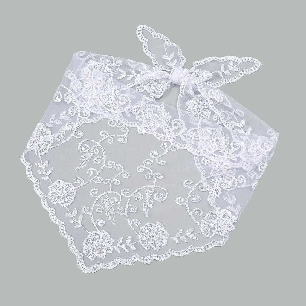 Elegant Lace Scarf Hollow Out Embroidery Foulard Bandana Solid Color Triangular Scarf Thin Vintage HandkerChiefs for Hair Woman Quick Pick Grocers