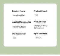 Cartoon Foldable Mini Fan USB Rechargeable Handheld Desktop Fan with Hook Portable Cooling Fan for Outdoor Travel Home Office Quick Pick Grocers
