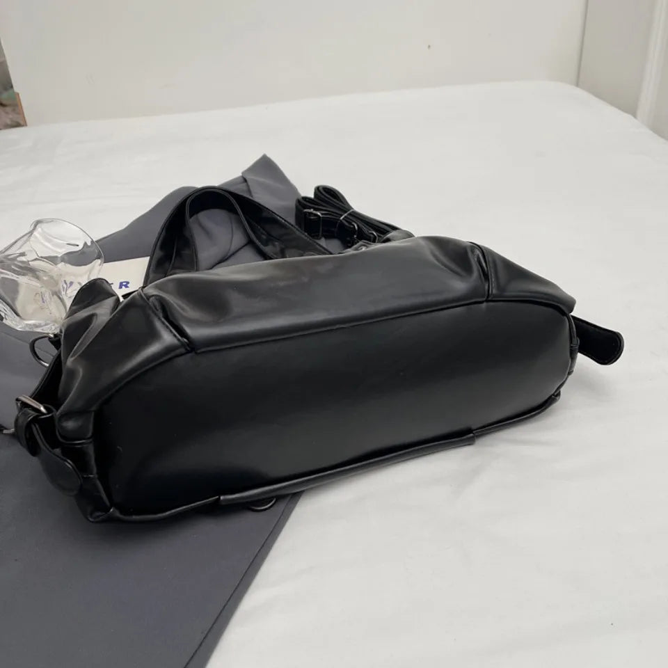 Retro Brand Roomy Shoulder Bag Female Luxury Solid Color Classic Crossbody Bag Large Capacity Style Soft PU Leather Tote Bag Quick Pick Grocers