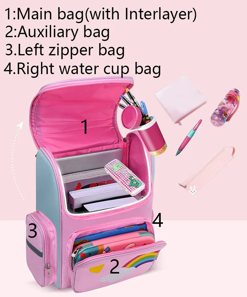 Kid Backpack for Girl Unicorn Children Bookbag Rainbow Eyes School Bag Teen Girl Backpack for Traveling Waterproof Mochilas Purest Peak