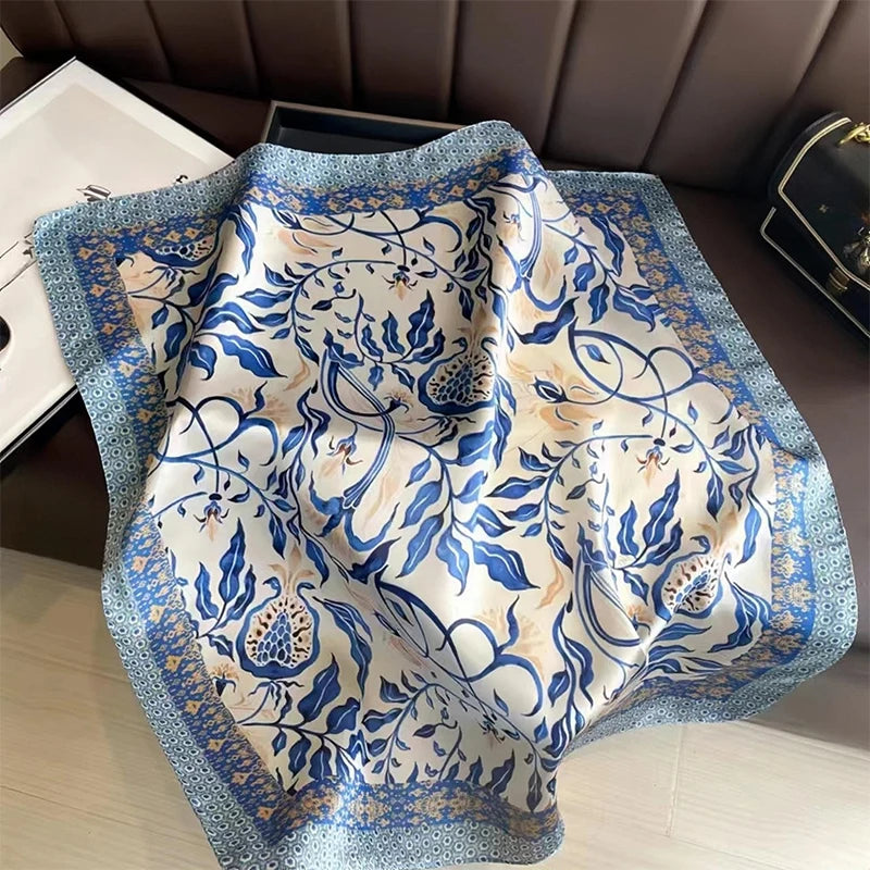2025 New Fashion 70X70cmPrinted Women's Scarf Pashmina Silk Scarf Square Shawl Decorative Headband Neck Luxury Design Bandana Quick Pick Grocers