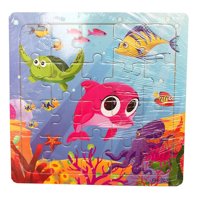 New 20 Piece Wooden 3d Puzzle Cartoon Animal Vehicle Jigsaw Puzzle Montessori Educational Toys For Kids 3-6 Years Old Quick Pick Grocers