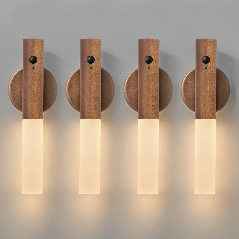 Smart Motion Sensor Night Light LED Rechargeable Magnetic Wall Lamp Portable for Hallway Bedroom Stairs Bathroom Cabinets Decor Econic Blanks