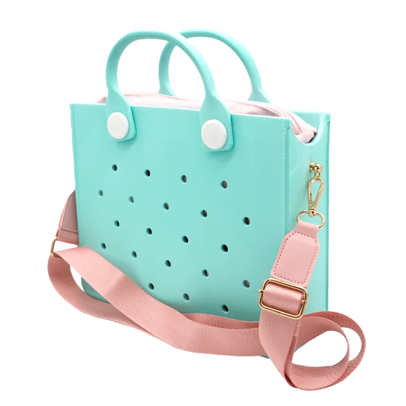 EVA Large Leather Shoulder Bag Handbag Tote Bag Storage for Women Casual Waterproof Beach Bag Hole Fit Charm Fashion Storage Bag Quick Pick Grocers