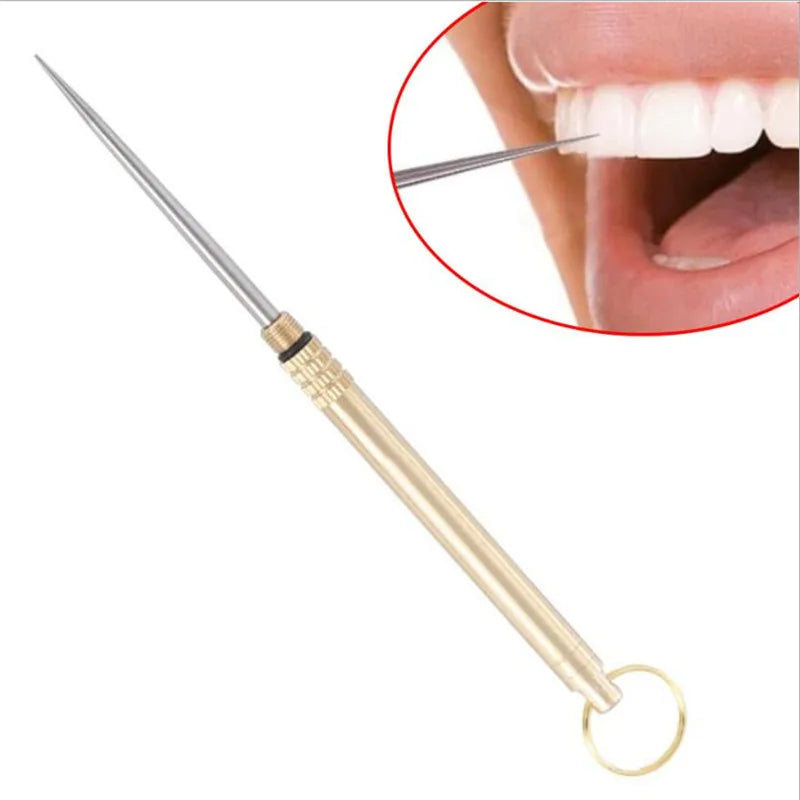 Titanium & Brass Toothpick, Portable Toothpick Bottle with Fruit Fork, Multifunctional Camping Tool, Stronger Than Dental Floss Econic Blanks