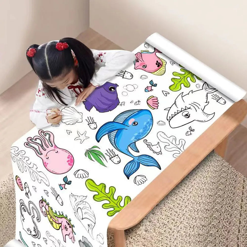 90cm Animal Canvas Children's Drawing Roll DIY Coloring Paper Roll Color Filling Graffiti Paper-cut Painting Educational School Quick Pick Grocers