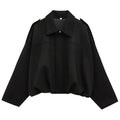 HXAO Women's Bomber Jacket Lapel Long Sleeve Zipper Suede Jacket Women 2025 High Street Cropped Racing Jackets Coats Outerwears Econic Blanks