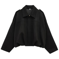 HXAO Women's Bomber Jacket Lapel Long Sleeve Zipper Suede Jacket Women 2025 High Street Cropped Racing Jackets Coats Outerwears Econic Blanks