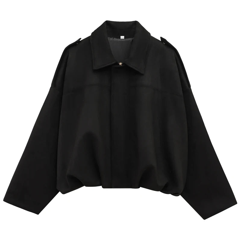 HXAO Women's Bomber Jacket Lapel Long Sleeve Zipper Suede Jacket Women 2025 High Street Cropped Racing Jackets Coats Outerwears Econic Blanks