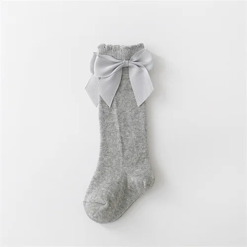 Lawadka Cotton Baby Girls Socks With Bows Knee High Children Princess Socks For Girls Toddler Kids Long Sock Autumn 0-7Years Old Quick Pick Grocers