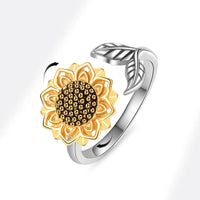 VENTFILLE 925 Sterling Silver Sunflower Diamond Zircon Rotatable Ring For Women Gift Relieve Stress Ring Jewelry Wholesale Quick Pick Grocers