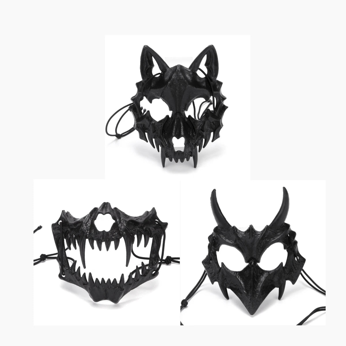 Halloween Mask Half-face Mask Cos Dragon God Fierce Tiger Night Fork Tengu Man Wolf Mask Performance Skull Masks Econic Blanks