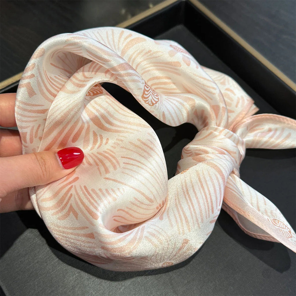 2025 Fashion 100% Real Silk Scarf 53cm Square Bandelet Women's Silk Temperament Small Scarf Neck Decorative Wrap Printed Scarves Quick Pick Grocers