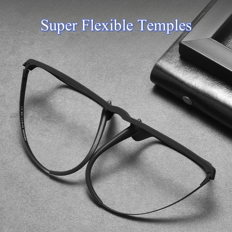 YIMARUILI Ultra Light Fashion Men's Glasses Frames Square Comfortable Pure Titanium Optical Prescription Big Eyeglasses HR3068 Econic Blanks