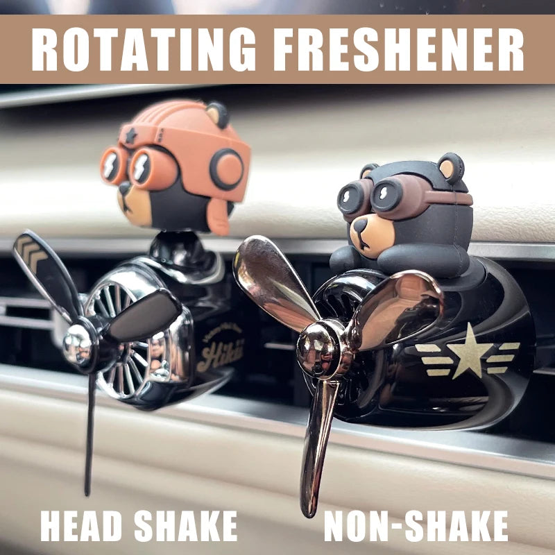 Rotating airplane pilot bear car air fresheners accessories interior decorations fan vent clips perfume fragrance diffuser aroma Econic Blanks