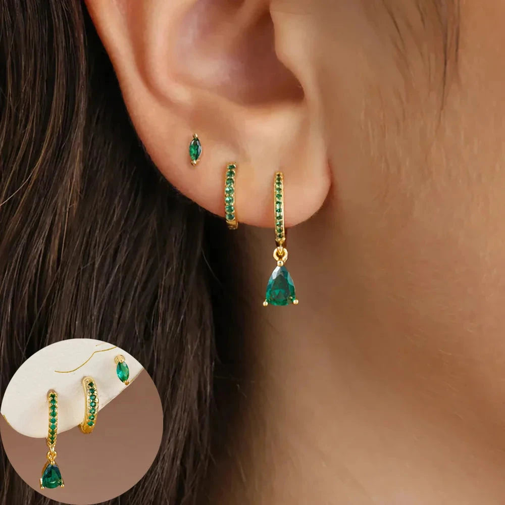 3 Piece Fashion Stainless Steel Round Star Drop Earrings Set for Women 18K Gold Plated Dangle Earring Punk Unisex Rock  Jewelry Econic Blanks