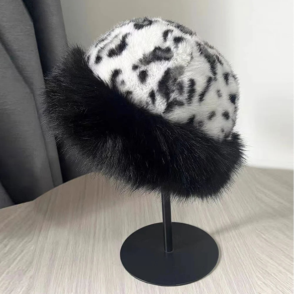 New Fluffy Fur Women's Winter Hat Winter Snow Ski Cap Female Faux Fur Thick Warm Windproof Hat Russian Hat Mink Fisherman's Hat Purest Peak