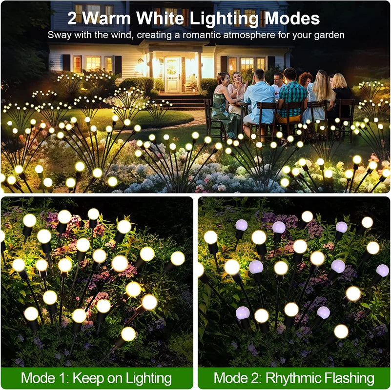 12Pack Outdoor LED Solar Lights Waterproof Starburst Solar Firefly Lights Lawn Lamp Garden Lamp for Path Landscape Decorative Econic Blanks