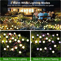 12Pack Outdoor LED Solar Lights Waterproof Starburst Solar Firefly Lights Lawn Lamp Garden Lamp for Path Landscape Decorative Econic Blanks