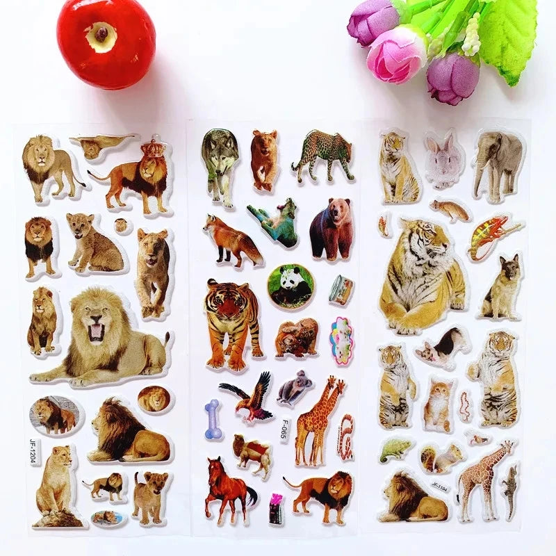 10 Sheets 3D Puffy Stickers Animals Bulk Stickers Scrapbook Decoration Birthday New Year Christmas Gifts for Kids Boys Girls Quick Pick Grocers