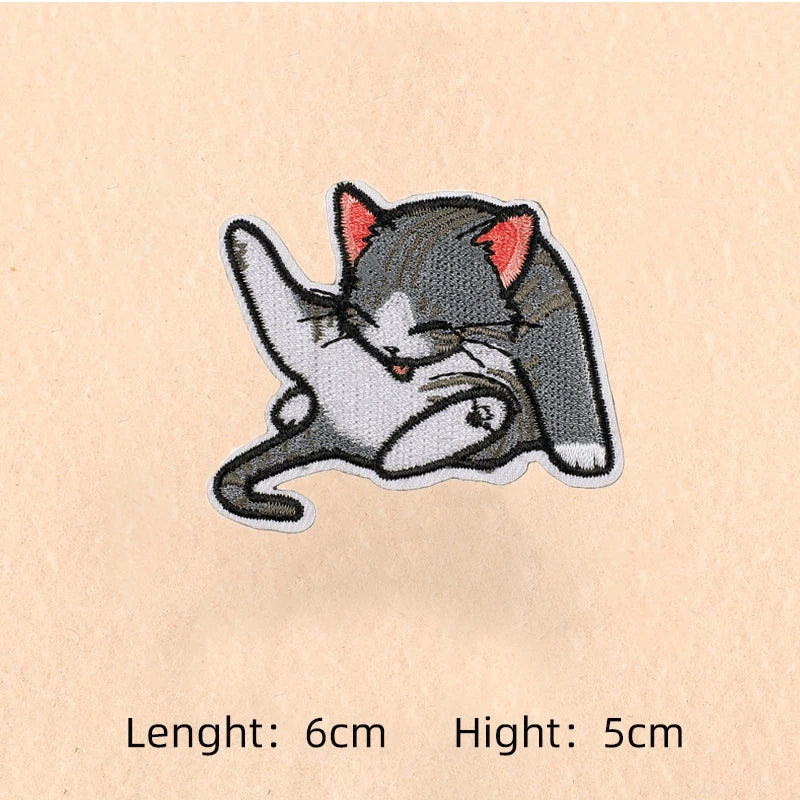 Cute Cartoon Cat patch Embroidery Patches on clothes Children's clothing Animal Interesting Embroidery Accessories Iron patch Quick Pick Grocers