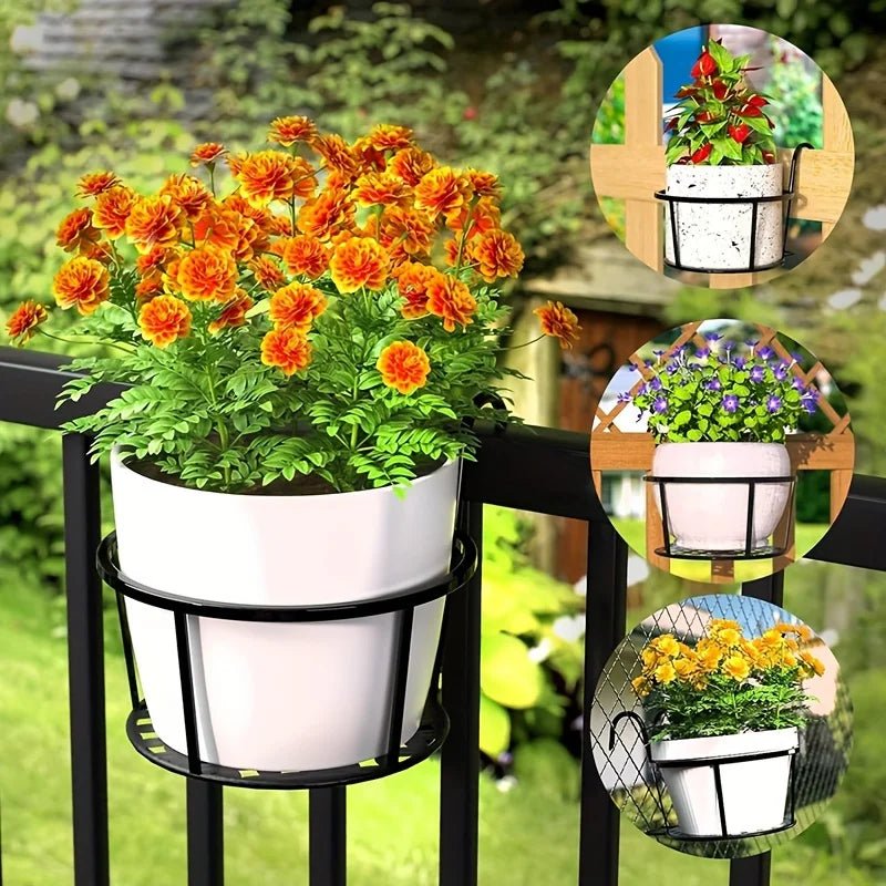 One pack of 1/2/3 iron art hanging flower pots with hanging hooks, metal plant planting hanging basket, detachable, for balcony Quick Pick Grocers