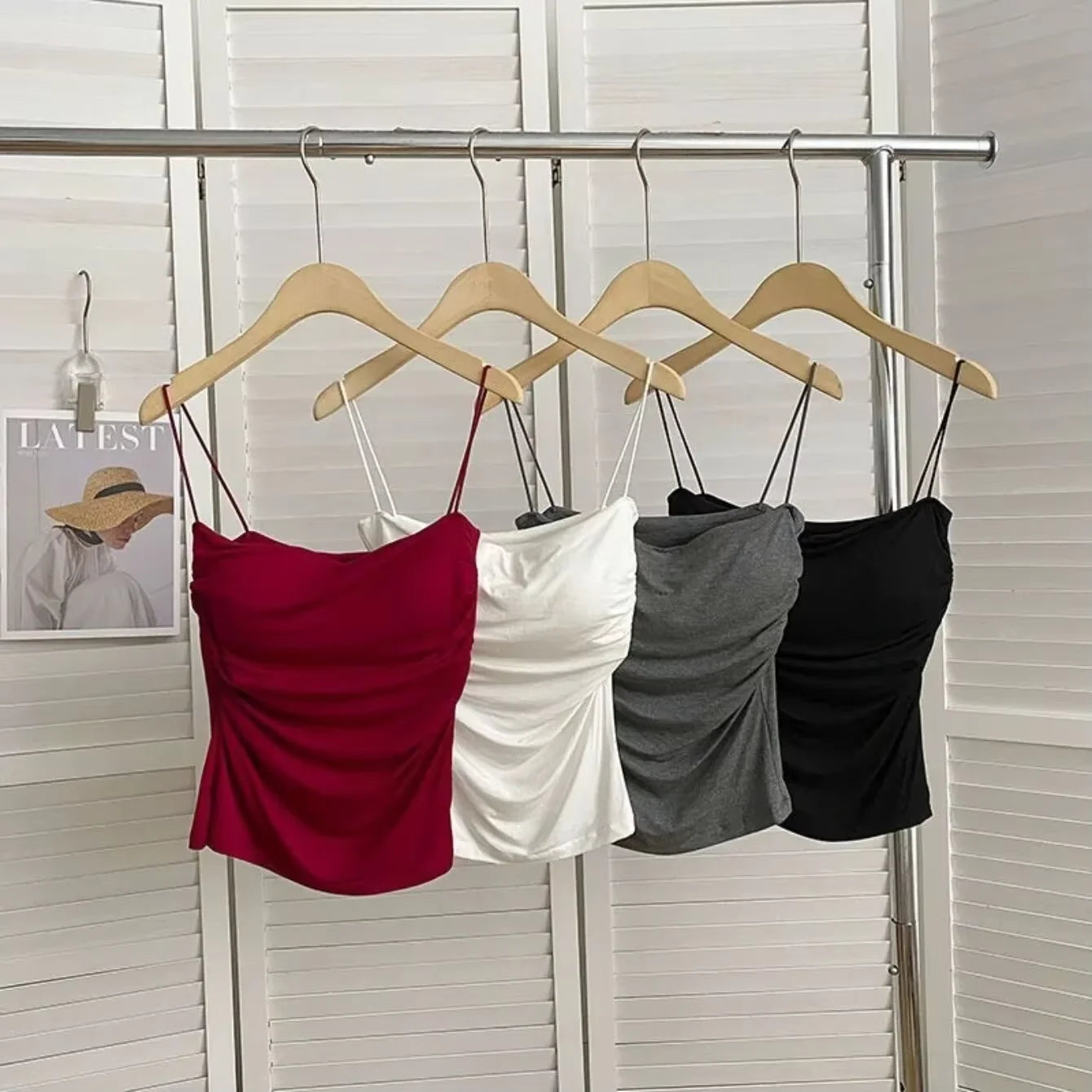 Women's Bra Stretch Women's Beach Everyday Casual Tank Top New Women's Halter Top Summer Korean Style Trend Fashion Built-In Quick Pick Grocers