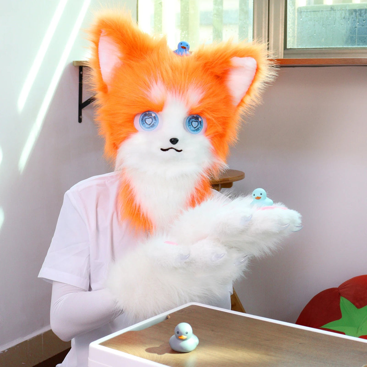 Animal Furry Fursuit Head Mask Plush Cat Fox Mask Costume Props for Halloween Cosplay Party Quick Pick Grocers